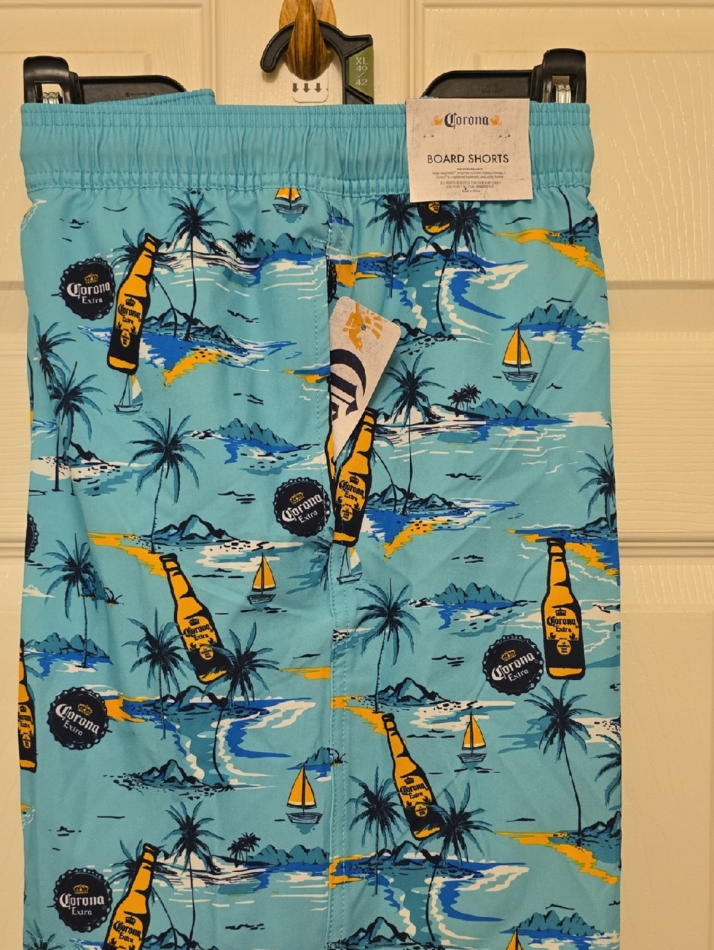 Corona Light Blue Tropical Print Board Shorts